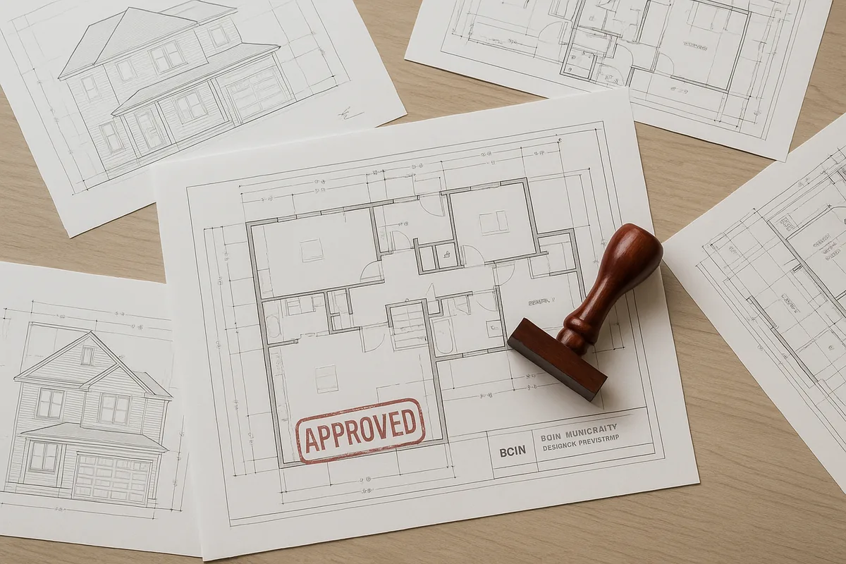 Approved building permit drawings prepared for municipal review